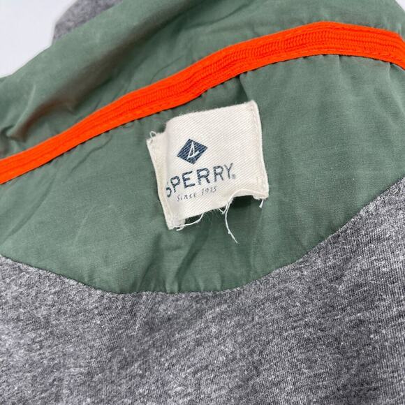Sperry Top Sider Hide Away Hoodie Vest Thyme with Orange Accents Size Small - Picture 8 of 8